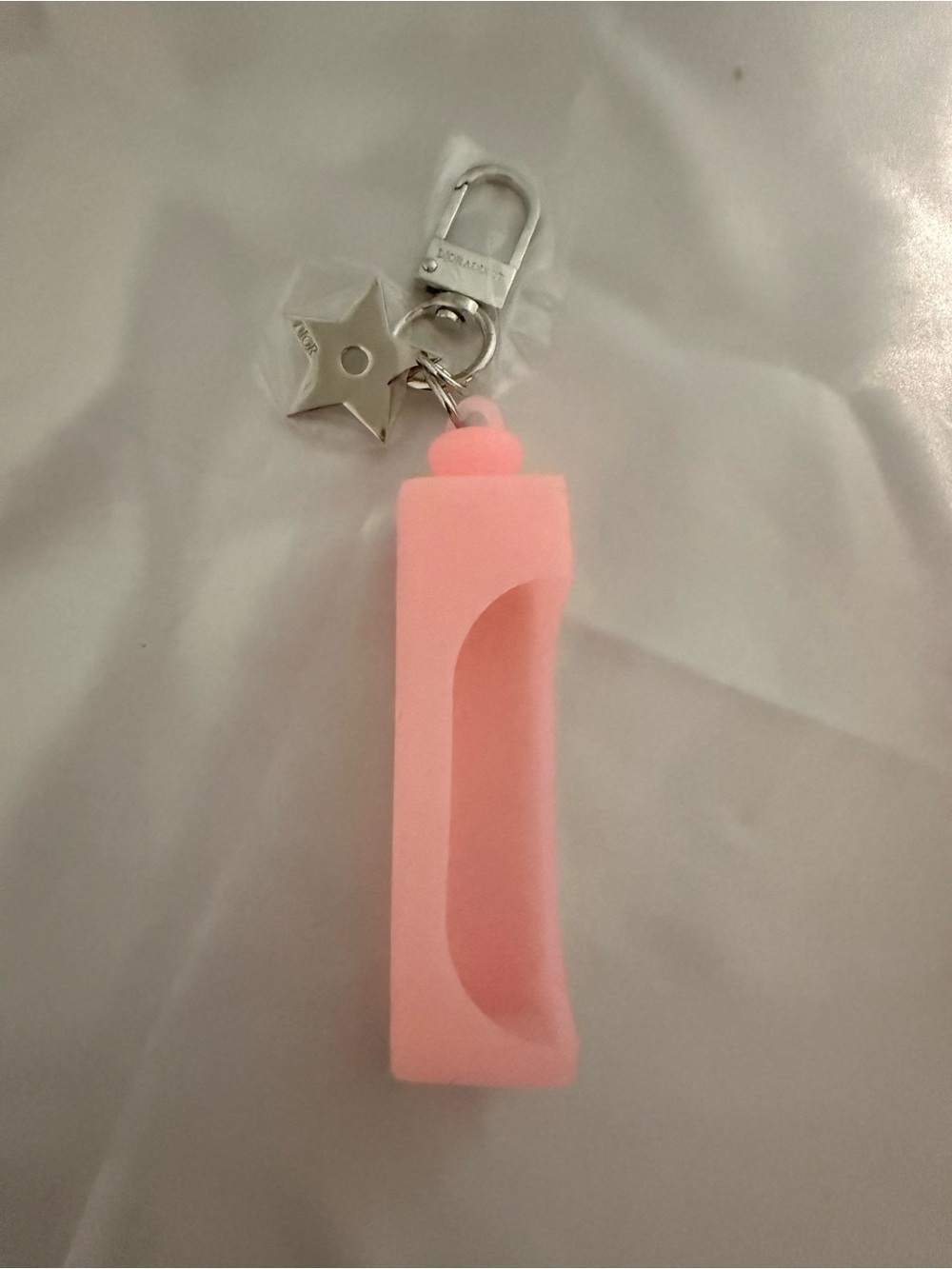 Dior Silicone and silver tone Lip Balm Holder Keychain/Bag Charm!